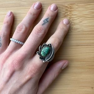 Genuine Turquoise Sterling Silver Ring size 7